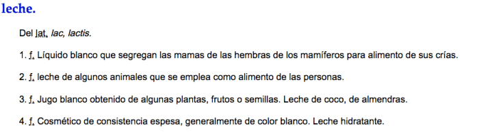 Leche según la RAE